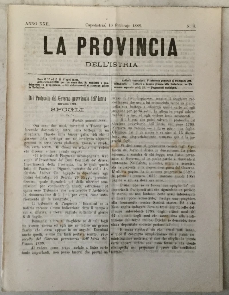 La provincia dell' Istria 4/1888.