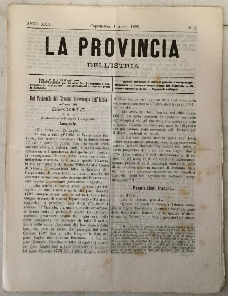 La provincia dell' Istria 7/1888.