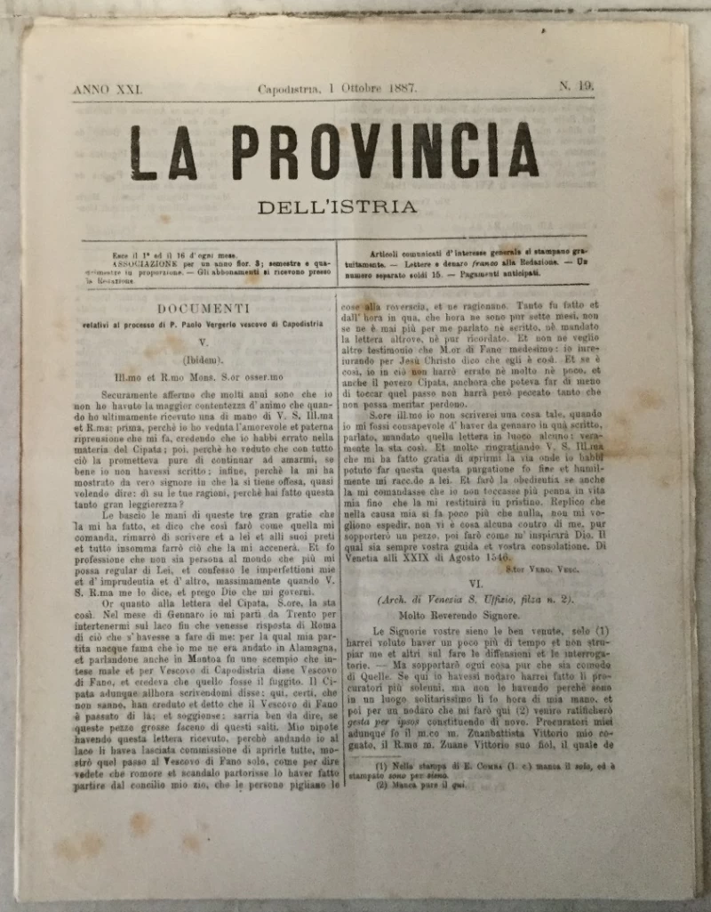 La provincia dell' Istria 19/1887.