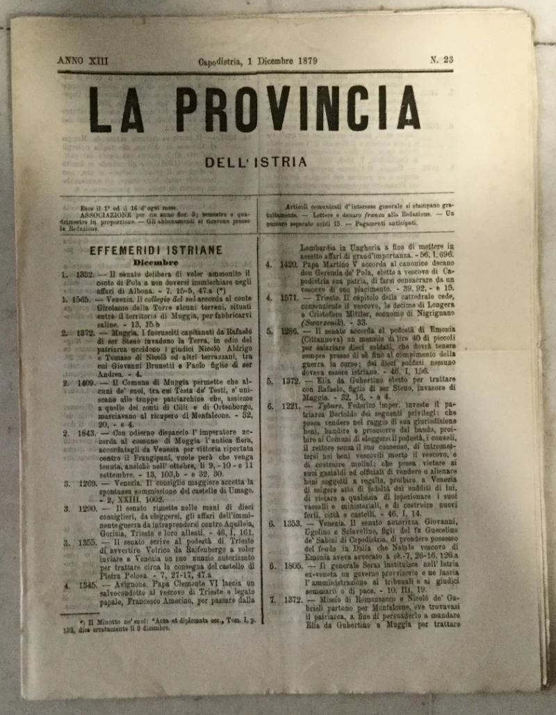 La provincia dell' Istria 23/1879.