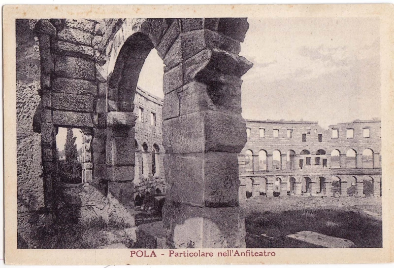 POLA PULA PARTICOLARE NELL'ANFITEATRO, O.C.  VELIKI FORMAT STARA RAZGLEDNICA 
