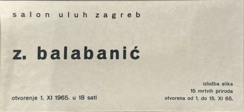 Balabanić Zdenko: Izložba 15 mrtvih priroda