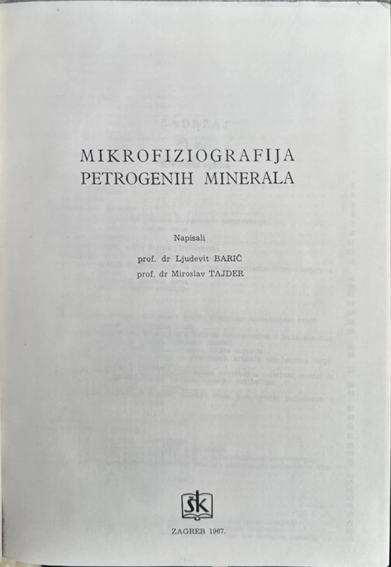 Ljudevit Barić: Mikrofiziografija petrogenih minerala