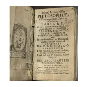 Prandtner Leopold: Origo, & progressus philosophiae, variarumque illius classium, & sectarum I - IV