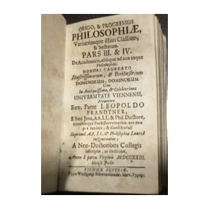 Prandtner Leopold: Origo, & progressus philosophiae, variarumque illius classium, & sectarum I - IV