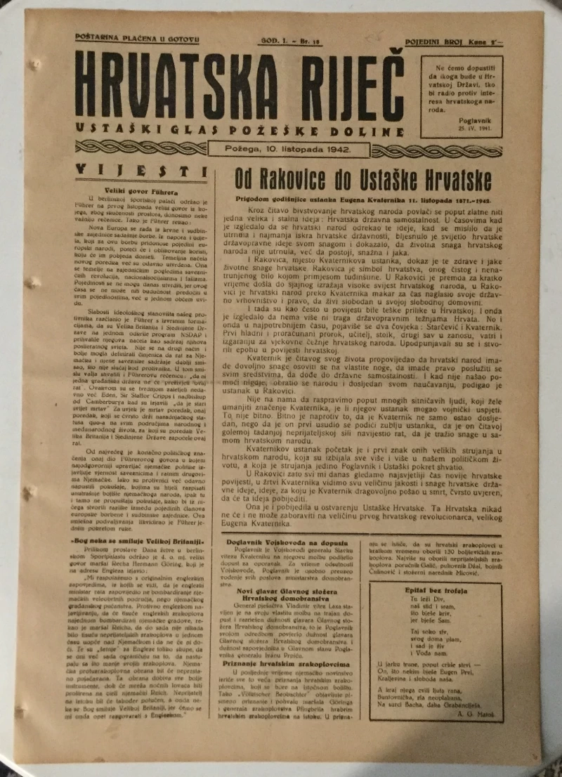 Hrvatska riječ 18/1942