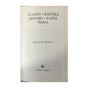 Šenoa August: Članci, kritike, govori, zapisi, pisma