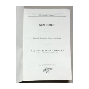 FAY&amp;EGAN COMPANY, GEWIDMET, DIE LIGHTNING MASCHINEN, KATALOG