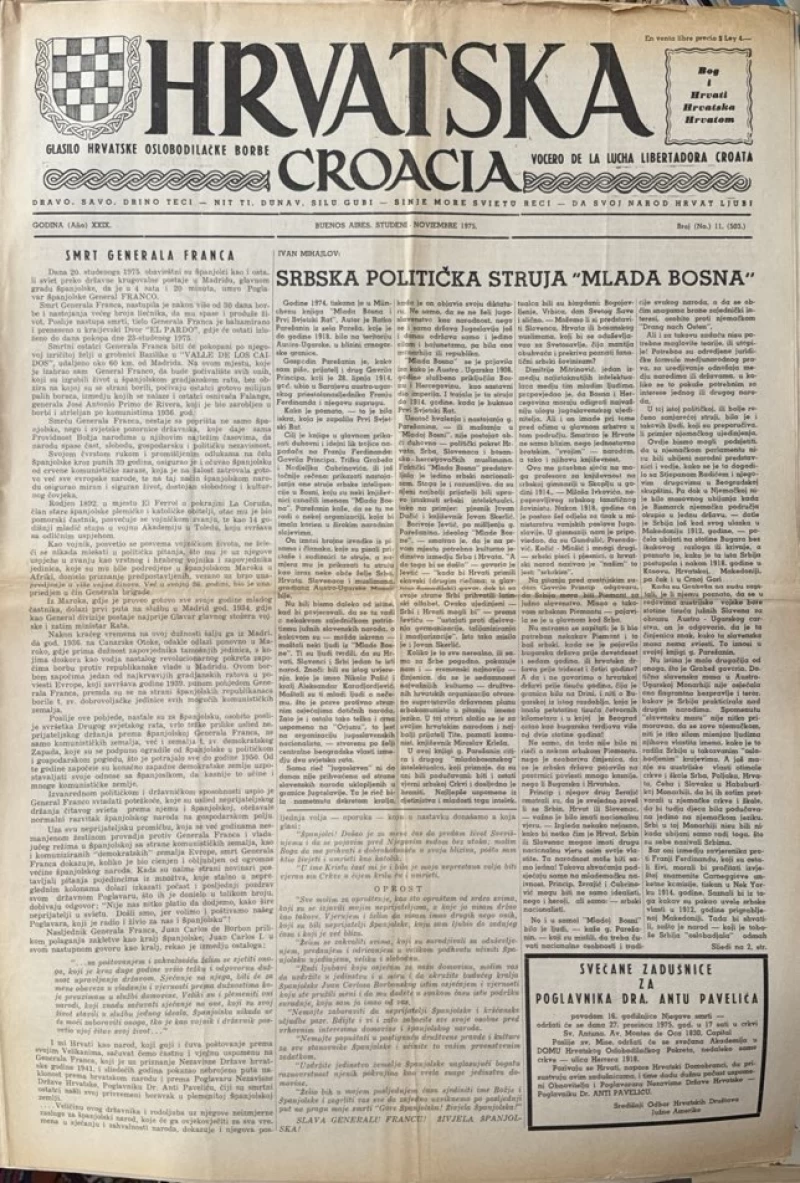 Časopis: Hrvatska - Glasilo hrvata Južne Amerike br. 11/ 1975.