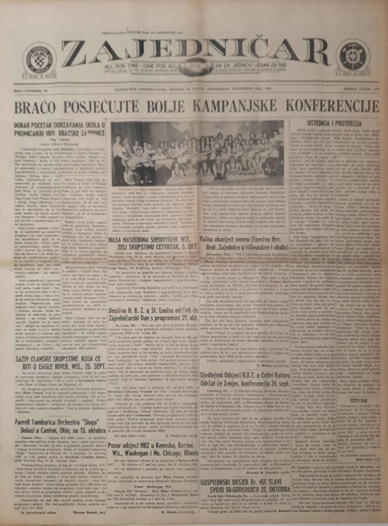 Zajedničar: Broj 38, 20.09.1961