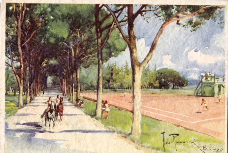 POLA PULA ISTRA HRVATSKA OTOK BRIONI , CAMPO DI TENNIS, TENNISPLATZ, COURT COURT, , GENOVA 1939.-XVII. STARA RAZGLEDNICA