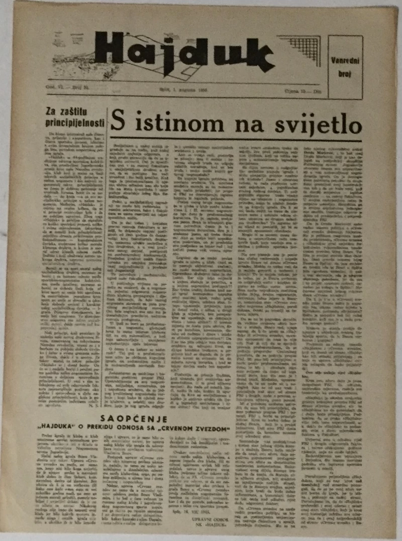 Časopis Hajduk br. 30/1955.
