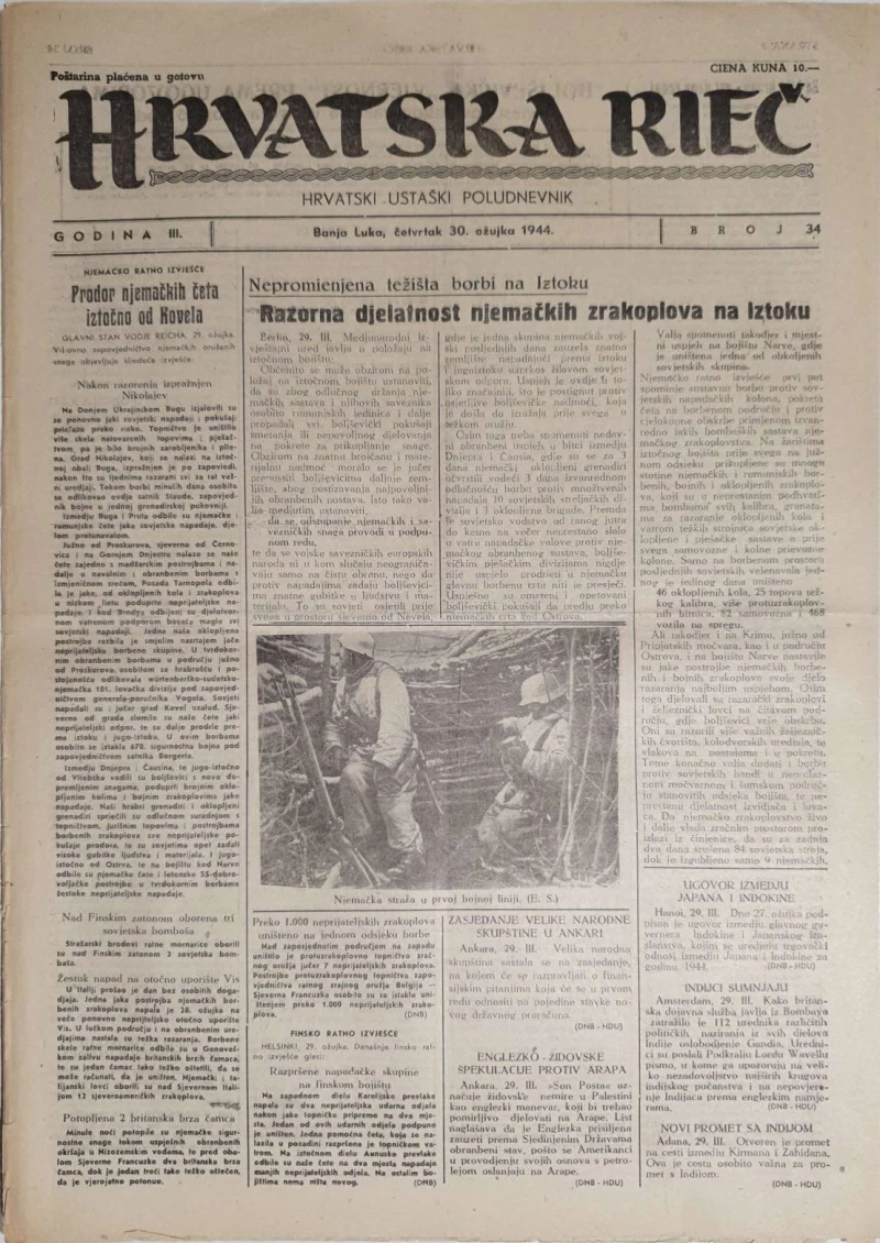 Časopis Hrvatska rieč: Godina III, Broj 34/1944