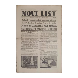 Časopis Novi list: godina I, broj 37/1941