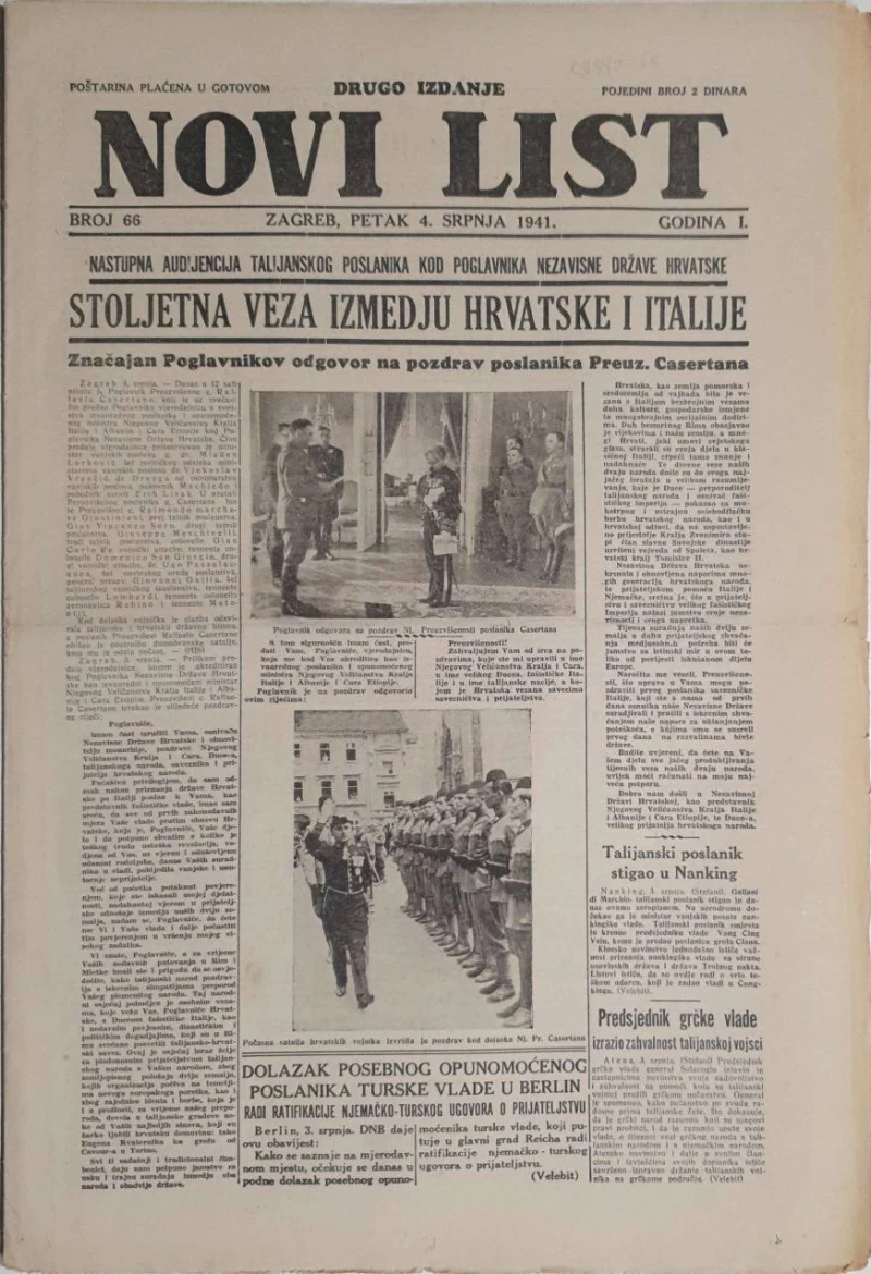 Časopis Novi list: godina I, broj 66/1941