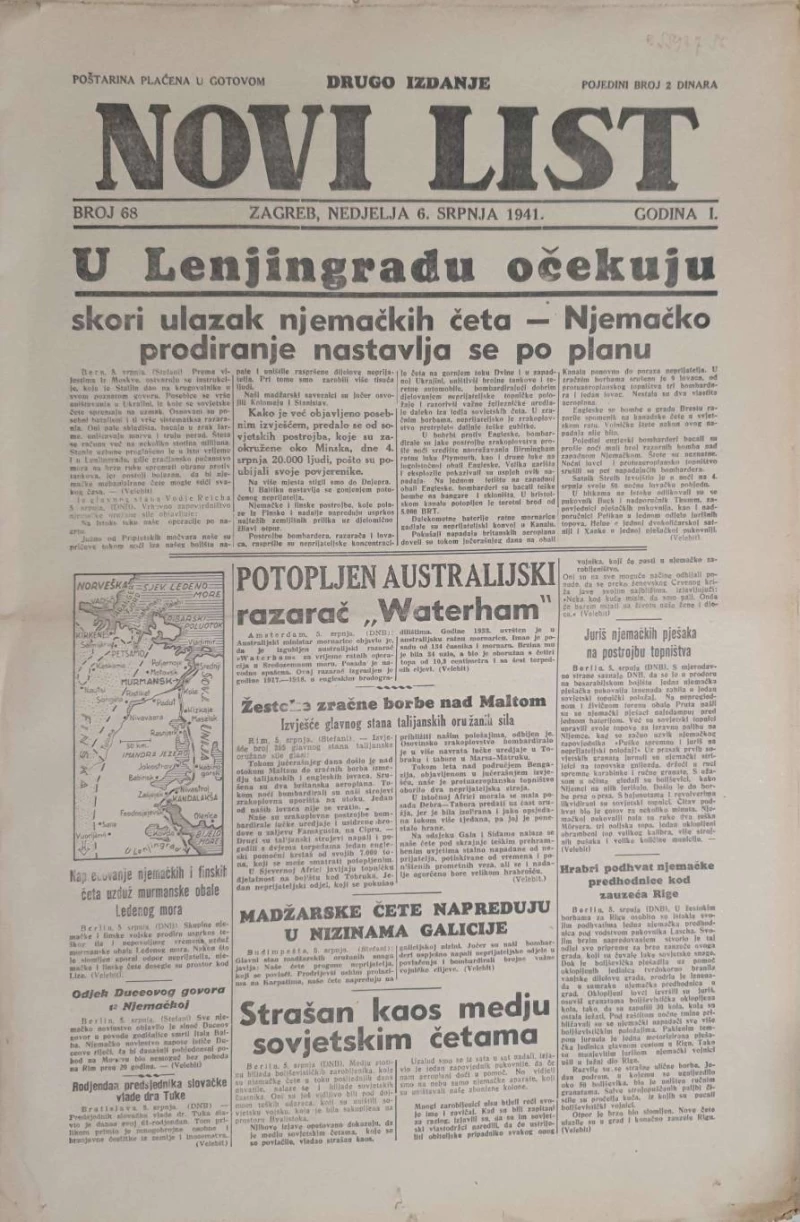 Časopis Novi list: godina I, broj 68/1941