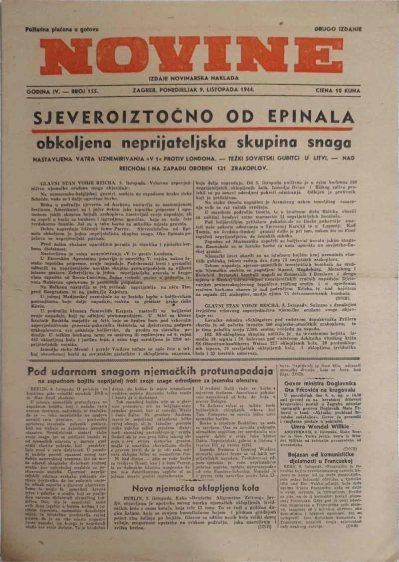Časopis Novine: godina IV, broj 155/1944