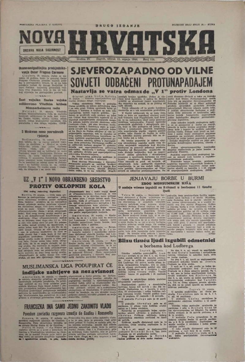 Časopis Nova Hrvatska: godina IV, broj 158/1944