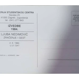 Ljuba Nedimović: Zračenje i gest: izvedbe 1984