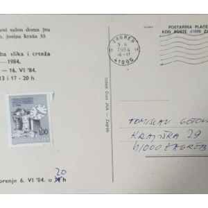 Zlatko Kauzlarić-atač: Izložba slika i crteža 1968-1984: pošiljatelj Tomislav Gotovac