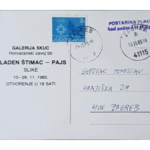 Mladen Štimac-Pajs: Slike 10-26.11-1983: pošiljatelj Tomislav Gotovac