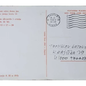 Slobodan Maldini (Postmoderna arhitektura): izložba akvarela i crteža: pošiljatelj Tomislav Gotovac