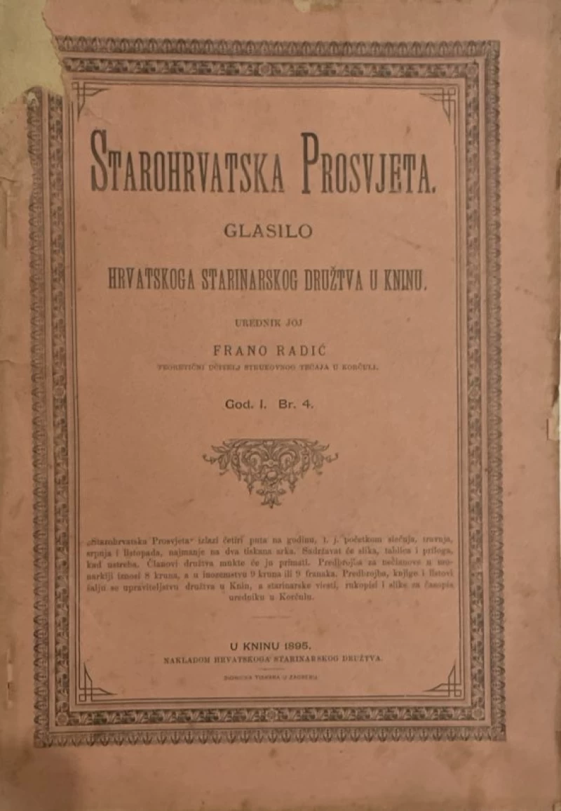 Frano Radić: Starohrvatska prosvjeta god. 1 br. 4