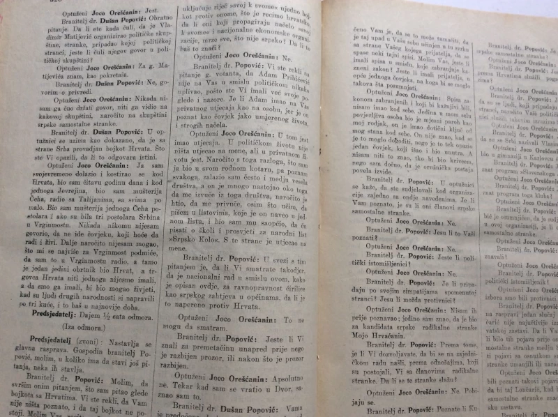 STENOGRAFSKI ZAPISNIK SASTAVLJEN KOD KR. SUDBENOG STOLA U ZAGREBU 1909. - OPTUŽNICA PROTIV ADAMA PRIBIČEVIĆA I 52 DRUGA RADI ZLOĆINSTVA VELEIZDAJE...  