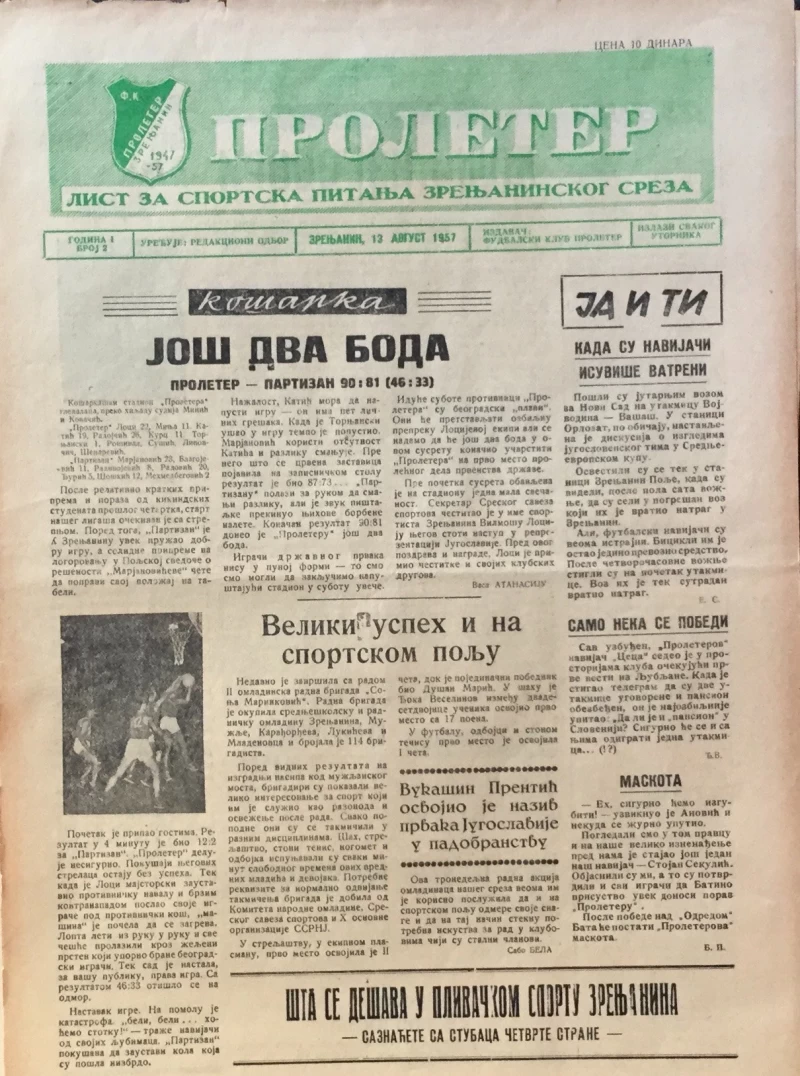 Proleter Zrenjanin broj 2/1957