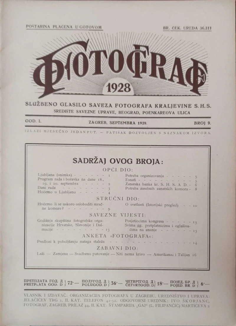 Fotograf: God. I, broj 9/1928