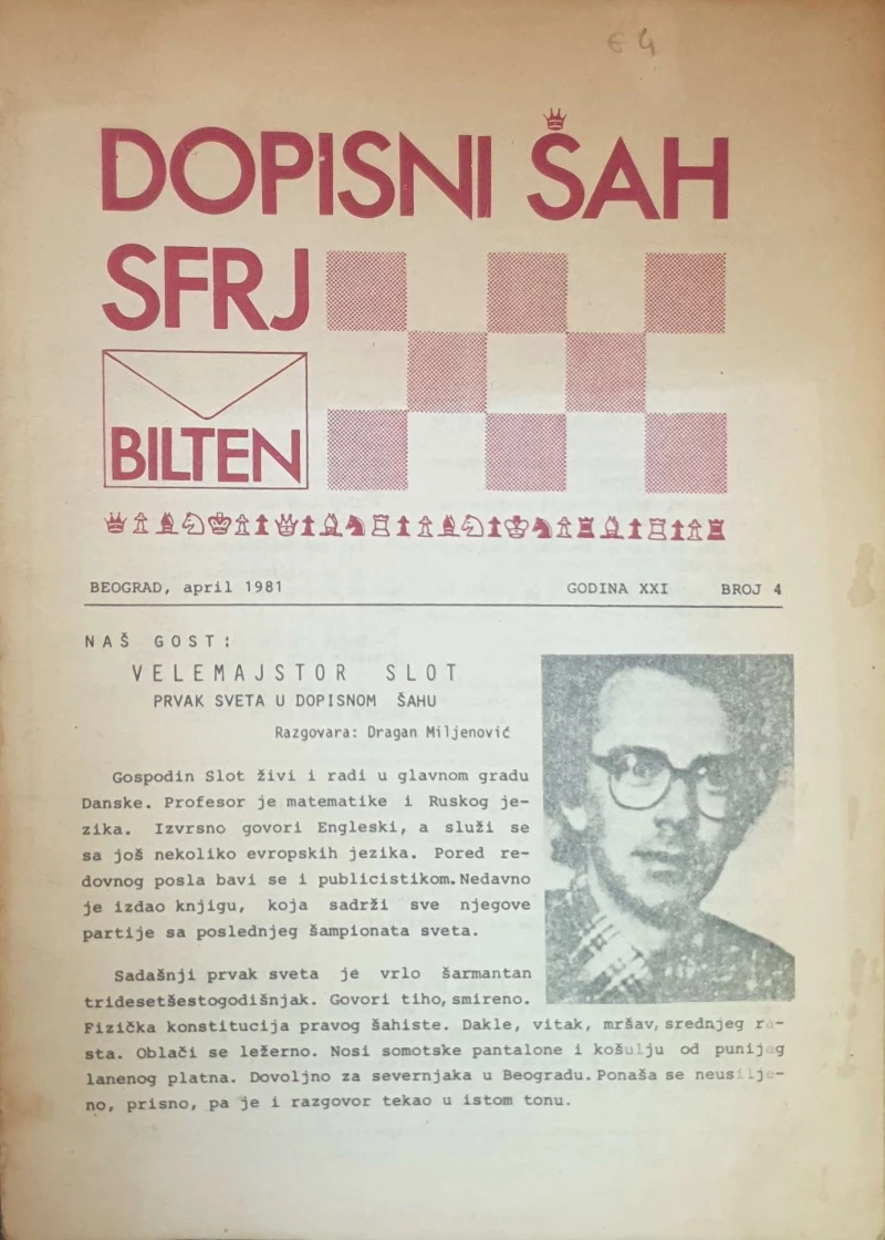 Dopisni šah SFRJ: God. XXI, broj 4/1981