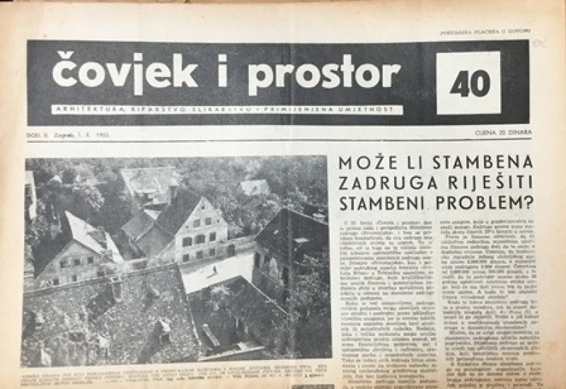 Časopis: Čovjek i prostor  godište II.  Zagreb 1955. broj 40.