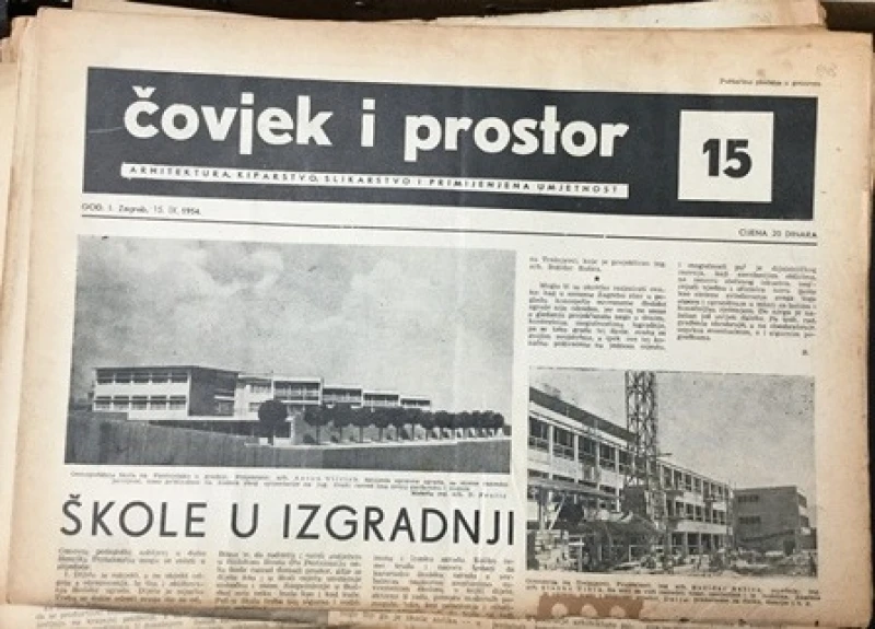 Časopis: Čovjek i prostor  godište I.  Zagreb 1954. broj 15.