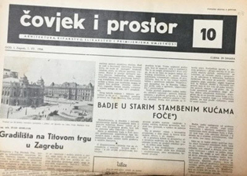Časopis: Čovjek i prostor  godište I.  Zagreb 1954. broj 10.