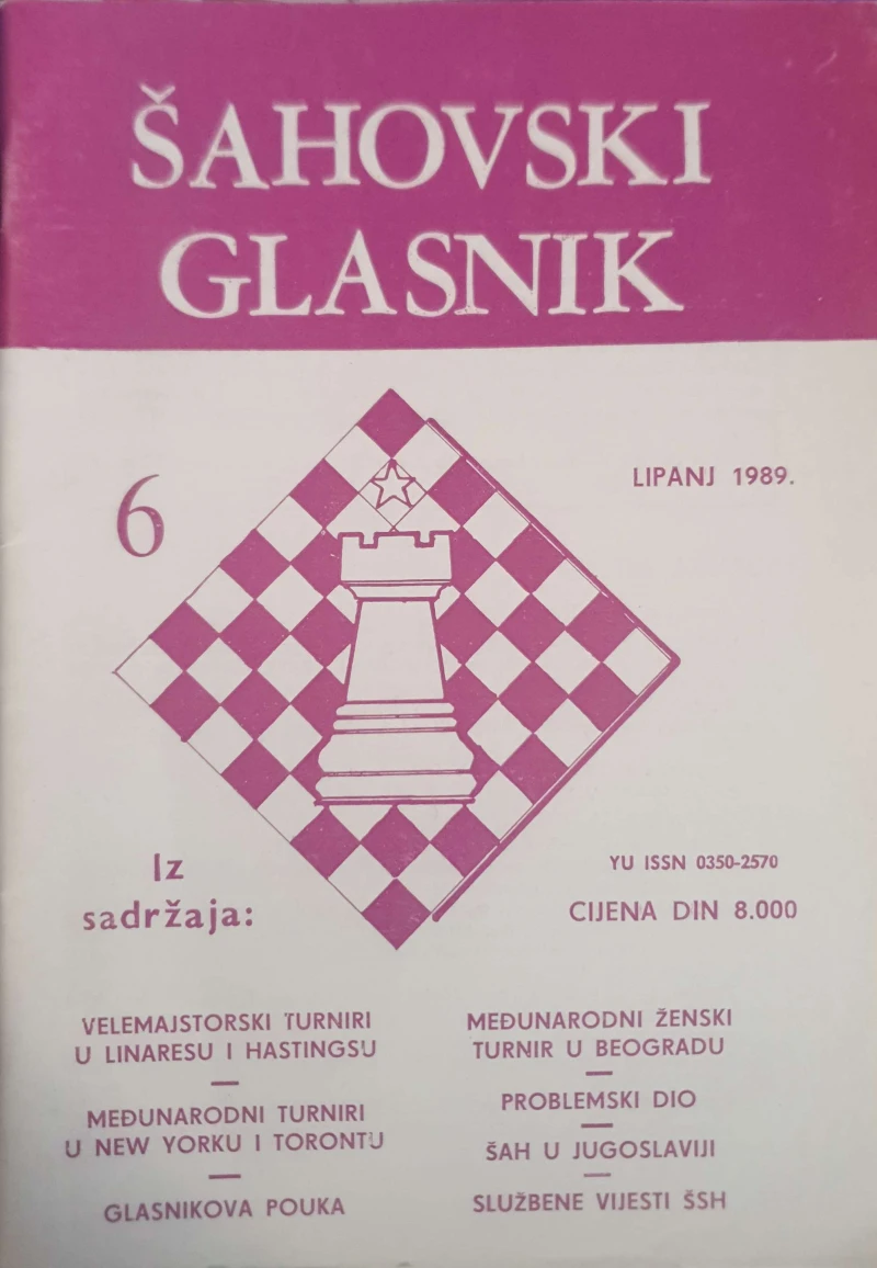 Šahovski glasnik: broj 6/1989