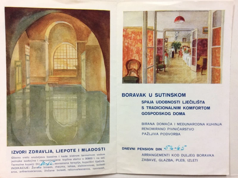SUTINSKO STARA RAZGLEDNICA RADIOAKTIVNA AKRATOTHERMA LJEČILIŠTE REKLAMNI SLOGANI 