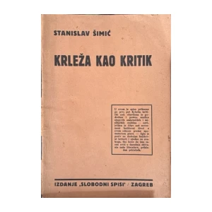 Stanislav Šimić: Krleža kao kritik