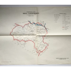 STARA ZEMLJOPISNA KARTA HRVATSKA KILOMETRIČNA KARTA SREZA SAMOBORSKOG U SAVSKOJ BANOVINI  KRALJEVINA JUGOSLAVIJA 1934