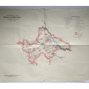 STARA ZEMLJOPISNA KARTA HRVATSKA KILOMETRIČNA KARTA SREZA KOPRIVNICA U SAVSKOJ BANOVINI  KRALJEVINA JUGOSLAVIJA 1934