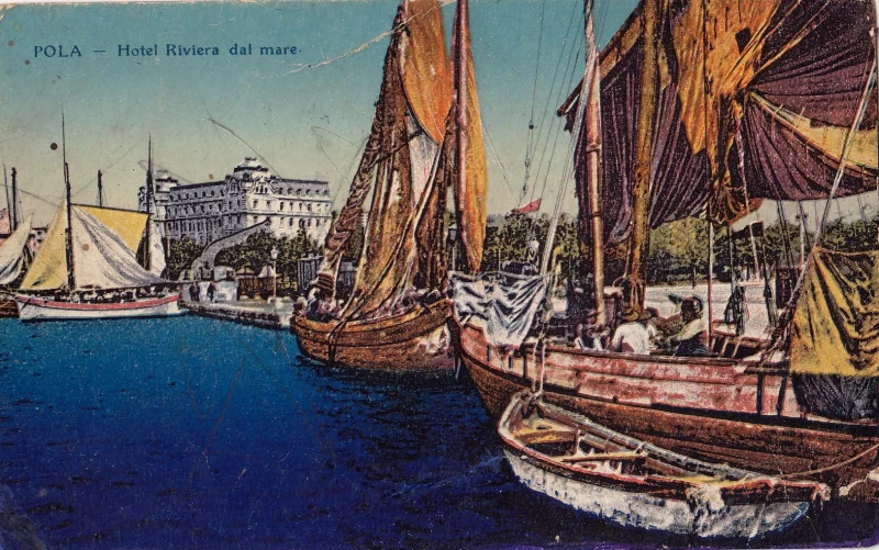 POLA PULA ISTRA HRVATSKA HOTEL RIVIERA DAL MARE .STARA RAZGLEDNICA 1916