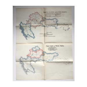 STARA ZEMLJOPISNA KARTA NACRT IZ HRVATSKIH PRIVREDNIH KRUGOVA I NACRT VLADE g. NIKOLE PAŠIĆA 