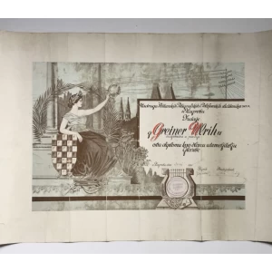 STARA DIPLOMA ZADRUGA POŠTANSKIH TELEGRAFSKIH I TELEFONSKIH SLUŽBENIKA ZAGREB GLAZBA 1937