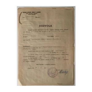 GRADSKI NARODNI ODBOR U ZAGREBU: DOZVOLA