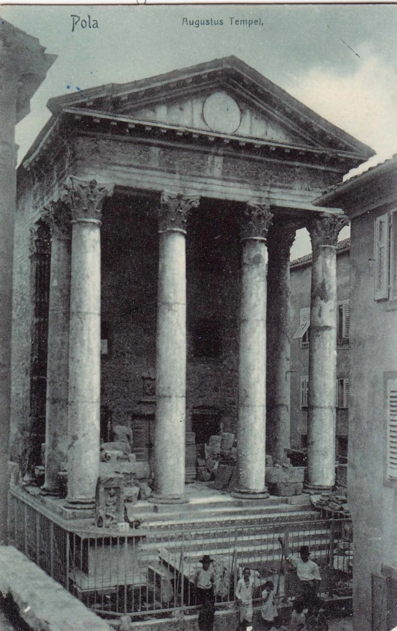 POLA PULA ISTRA HRVATSKA Augustus Temple, f.w.schrinner, pola, STARA RAZGLEDNICA PRIJE 1904